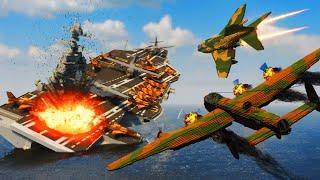 Realistic Aircraft Carrier Bombing/Strafe Run Destruction  Teardown