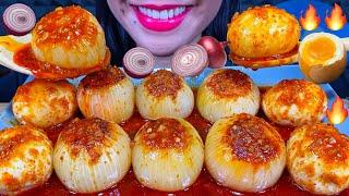 SPICY & BUTTERY ONION BOIL + BOILED EGGS TikTok Viral ASMR MUKBANG MASSIVE Eating Sounds