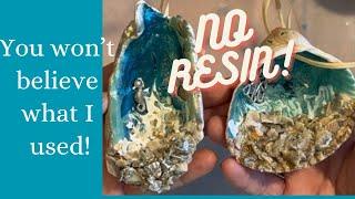 How to make my oyster shell Christmas ornaments with no resin! Just Mod Podge, sand and NAIL POLISH!