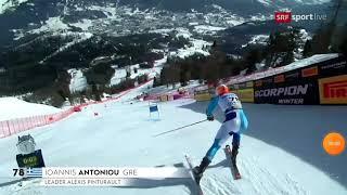 Ioannis Antoniou is on the last place with 10,54 seconds by the Giant Slalom in Cortina d'Ampezzo