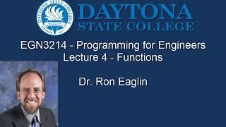 Programming for Engineers Lecture 4 - Functions