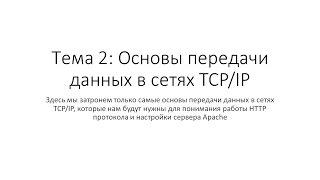 Тема 2: Основы передачи данных в сетях TCP/IP (компьютерных сетях)