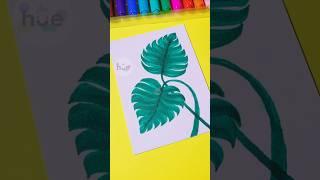 Easy Tropical Leaves Drawing | Beautiful Brush Pen Art for Beginners #shorts #drawing #art