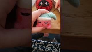 Needle felting a sleeping little kirby #felting #craft #needlefelting #kirby