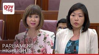 Exchange between Cheryl Chan and Amy Khor on reinvesting surpluses to benefit hawkers