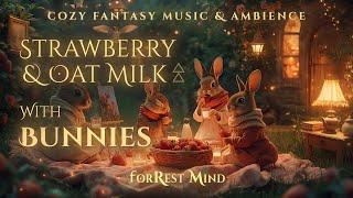 Strawberry & Oat Milk Whimsical Picnic with Bunnies • FairyTale Forest Ambience & Soft Fantasy Music