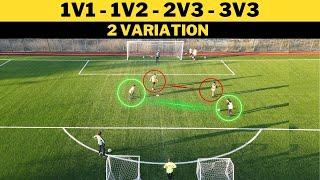 1v1 - 1v2 - 2v3 - 3v3 | 2 Variation | Football/Soccer Training | U13+