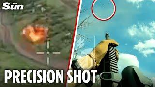Incredible POV vid shows Ukrainian troops SHOOT down Russian drones with rifles and FPVs