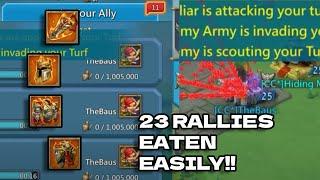 110M Troop Rally Party Trap DESTROYS 23 Rallies! 5 piece Emperor Cant Do Anything! Lords mobile.