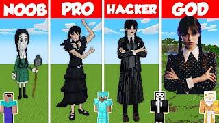 WEDNESDAY ADDAMS STATUE BUILD CHALLENGE - Minecraft Battle: NOOB vs PRO vs HACKER vs GOD / Animation