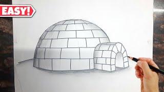 Easy - Igloo Drawing || How to Draw Igloo House || Iglu drawing || Winter season Drawing