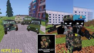 WORLD CONFLICT 1.0 Update Addon Mcpe 1.21 Showcase | Addon 3d Guns Minecraft PE