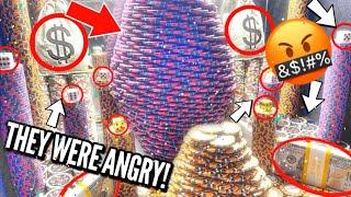️NEARLY “KICKED OUT” FOR NO REASON! THEY WERE ANGRY! PLAYING THE HIGH RISK COIN PUSHER! (MEGA WIN)