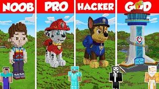 Paw Patrol Statue Build Battle Challenge - Noob vs Pro vs Hacker vs God - Minecraft Animation