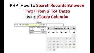 ajax php mysql date range search using jquery 3.3.1 datepicker