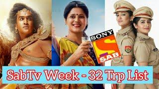 SabTv Week - 32 Main Trp List | 2022 | Maddam Sir Trp | Pushpa Impossible Trp | Wagle Ki Duniya Trp