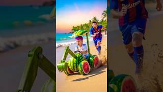 Messi Steals Ronaldo's Son's Watermelon Digger. See What Happens Next! #ronaldo #football #messi