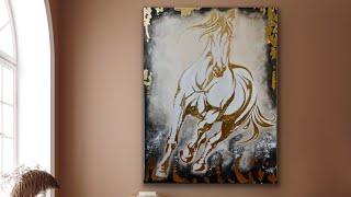Contemporary abstract acrylic horse painting / wall decor/ running horse / Nitu arts studio