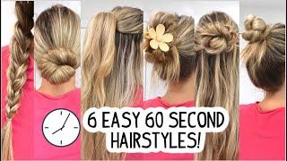 EASY 60 SECOND, ON-THE-GO, RUNNING LATE, QUICK HAIRSTYLES! Short, Medium, and Long Hair Tutorial