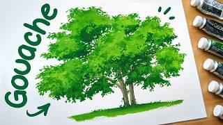 How to Paint a Beautiful Tree with Gouache  Step-by-Step Tutorial!