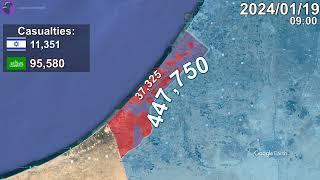 Israel-Hamas War: Every Day to August Mapped using Google Earth