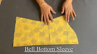 बेल बॉटम स्लीव डिज़ाइन ऐसे बनाएं | Bell sleeve. Bell bottom sleeve cutting & stitching- #Part-1