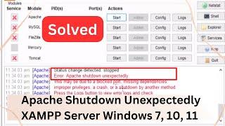 Solved Apache Shutdown Unexpectedly XAMPP Server Windows 7, 10, 11 Solution by Spot Overflow