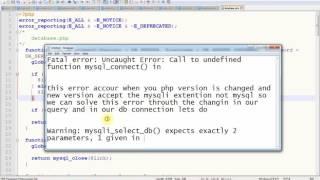 Fatal error: Uncaught Error: Call to undefined function mysql_connect() in