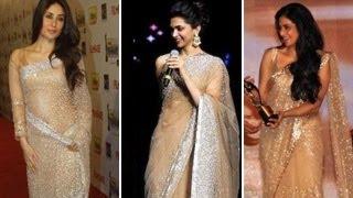 Deepika Padukone COPIES Kareena Kapoor & Sridevi's GOLD saree look