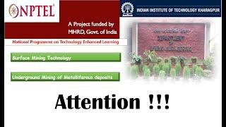 NPTEL courses | IIT Kharagpur | Mining Engineering