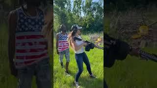Girls love shooting with Black Rambo