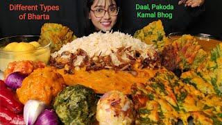 Eating Daal, Chawal, Different types of Bharta, Kamalbhog | Big Bites | Asmr Eating | Mukbang