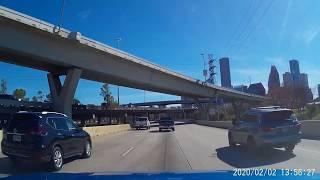 I-10 E Near I-45 To Hwy 59 S Hamilton Exit in Downtown Houston, TX - Dashcam Video