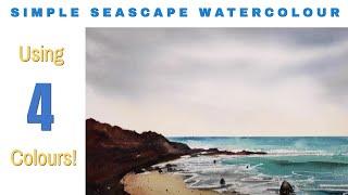 How To Paint A Simple Seascape In Watercolour With Just 4 Colours!@