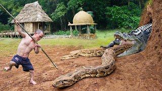 Dwarf family Primitive Life: Harvesting Eggs and Fruit Meet Giant Pythons & Ancient Crocodile