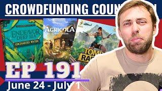 Crowdfunding Countdown (Ep 191) - 3000 CAMPAIGNS, Agricola, Excalibur, Endeavor Tomb Raider, Assyria