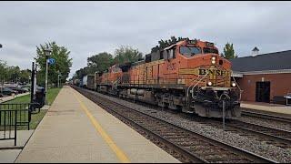 BNSF Manifest and Amtrak California zephyr meet at Brookfield IL 09/28/2024