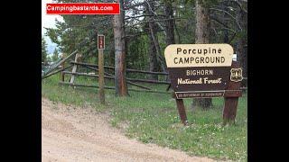 Porcupine campground drive through Big Horn National Forest in Wyoming