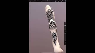 Geometric and mandala leg sleeve - how I planned it with 3D model