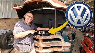 Using VW Beetle parts on the Chevy COE? / Metal work on the hood is done!