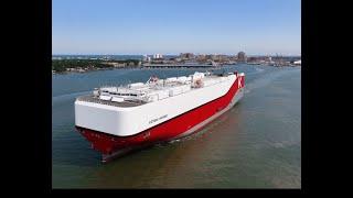 MV VICTORIA HIGHWAY RORO Vehicle carrier departing Galveston Texas Strange Ship Drone Video