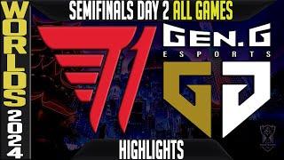 T1 vs GEN Highlights ALL GAMES | LoL Worlds 2024 Knockouts Semifinals   T1 vs Gen.G