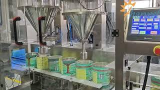 Automatic milk powder can packaging line, Powder auger filler, Vacuum nitrogen tin can sealer