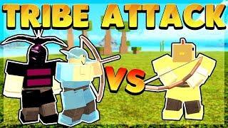 Massive Tribe attacks one God Player (Roblox Booga Booga)