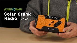 FosPower Model A1 2,000mAh Emergency Solar Crank NOAA Weather Radio FAQ