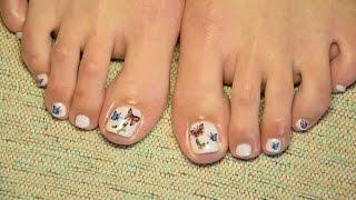 Pedicure gelish nails with butterflies