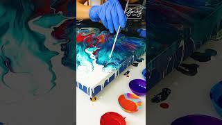 GORGEOUS Flow  ~ Coral Reef Acrylic Pouring ~ FUNNEL Pour + DUTCH Pour #SHORTS