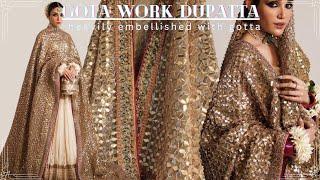 Gota patti dupatta making at home  handmade dupatta tutorial #embroidery #design #trending #fashion