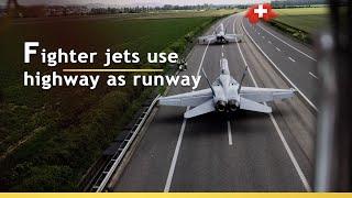 Swiss Highways Become Runways for Air Force Jets / Kampfjets auf den Schweizer Autobahnen.