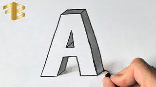 How to Draw 3d Letter A , 3d letters drawing, letter a 3d, block letters 3d, how to draw 3d letters,